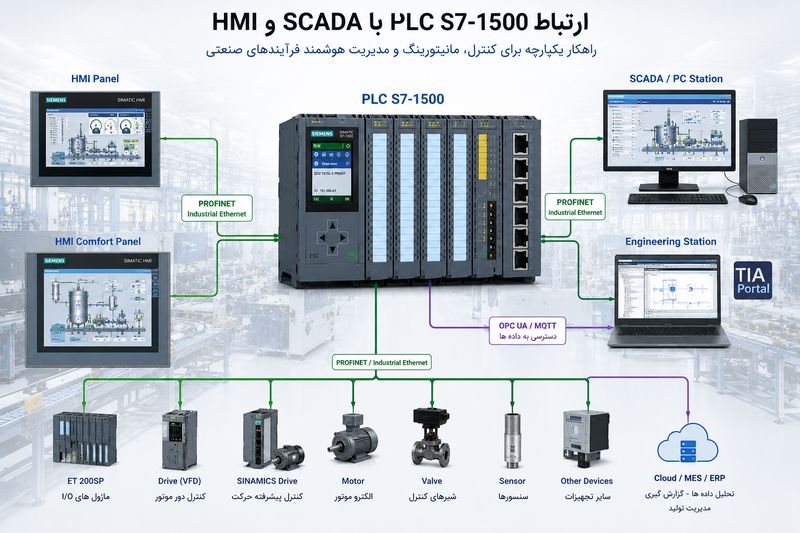 ارتباط PLC S7-1500 با HMI و SCADA